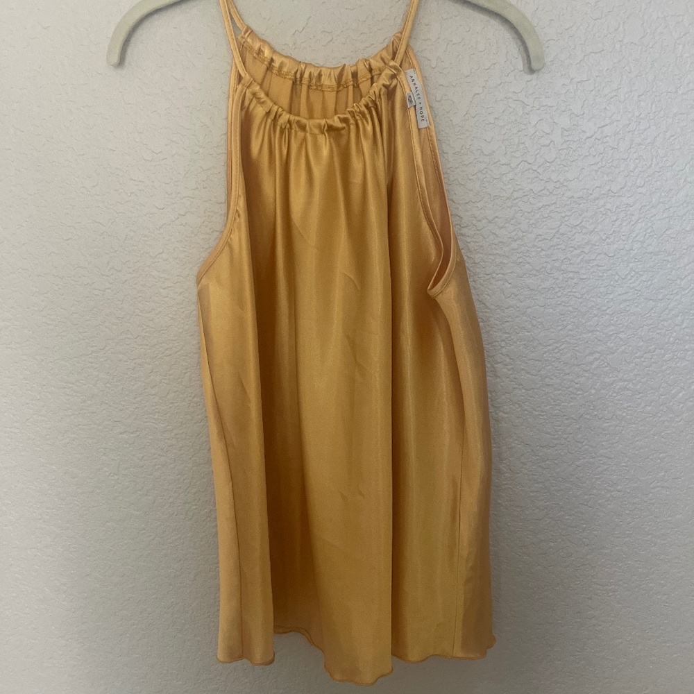 Satin gold halter tank